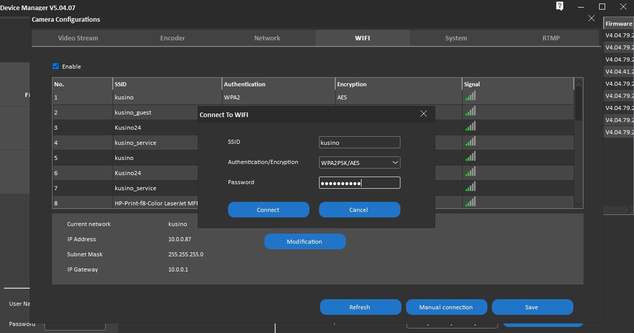 Device Manager: Enter the Wi-Fi password